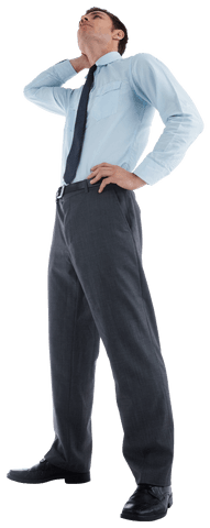 Transparent Background: Pensive Businessman with Blue Shirt