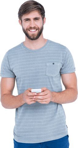 transparent background smiling young man using smartphone - Download Free Stock Videos Pikwizard.com