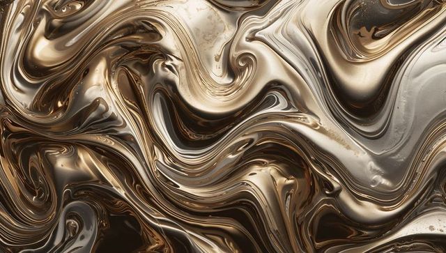 Flowing metallic marble swirls gold bronze luxury abstract fluid art background texture