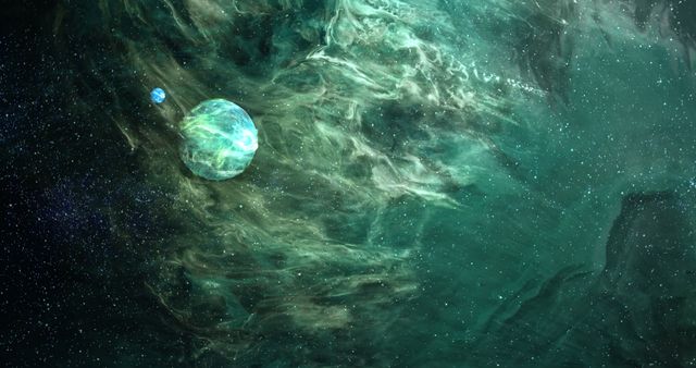 Mystical Green Planet in a Cosmic Landscape - Download Free Stock Images Pikwizard.com