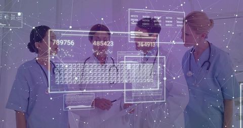 Medical Team Reviewing Augmented Reality Diagnostics Interface for Clinical Collaboration
