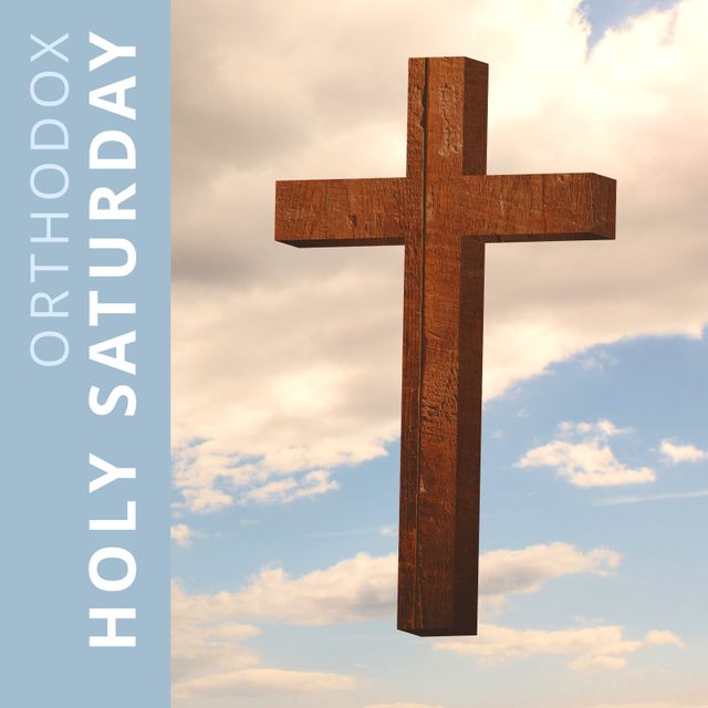 Christian Cross Against Blue Sky on Orthodox Holy Saturday - Download Free Stock Templates Pikwizard.com