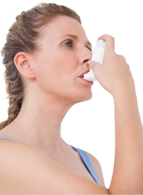 Woman Using Inhaler For Asthma Relief, Transparent Background - Download Free Stock Videos Pikwizard.com