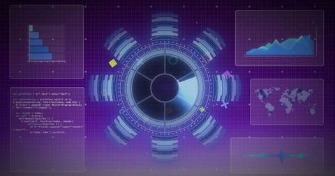Digital Interface with Data Visualizations and Target HUD - Download Free Stock Images Pikwizard.com