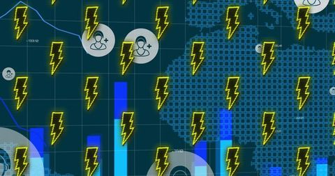 Digitized Lightning Bolt Overlay in Global Tech Interface Design
