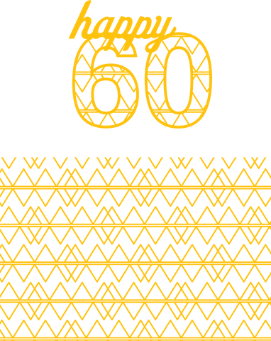 Yellow Happy 60 Birthday Text with Geometric Pattern Transparent Background