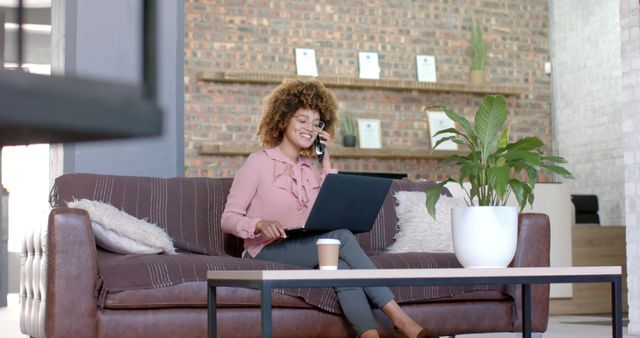 African American Woman Working Remotely on Laptop from Home - Download Free Stock Images Pikwizard.com