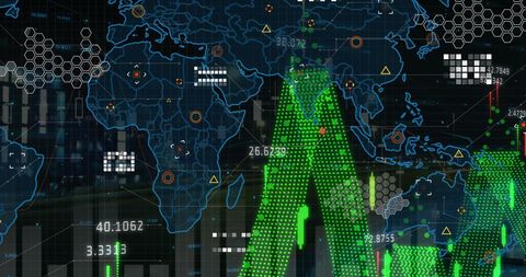 World Map Overlay with Financial Data and City Lights - Download Free Stock Images Pikwizard.com