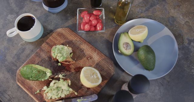 Preparing Avocado Toast with Fresh Ingredients and Coffee - Download Free Stock Images Pikwizard.com