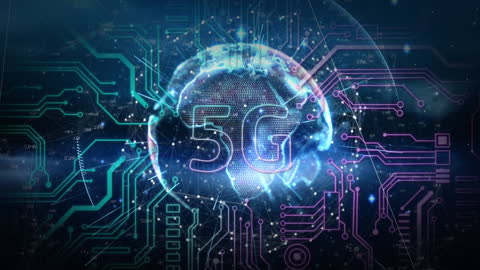 5G Network Technology Surrounding Digital Globe Animation