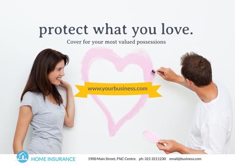 Couple painting heart for home insurance promotion