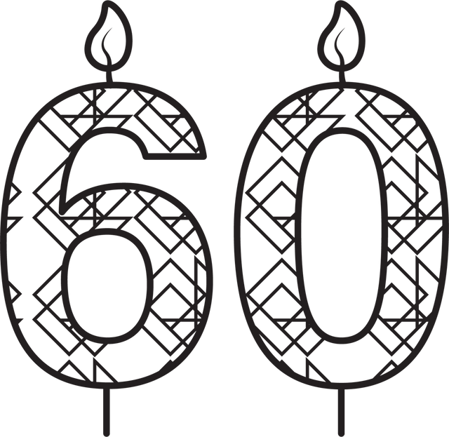 Transparent Black 60 Birthday Candle Illustration with Pattern - Download Free Stock Videos Pikwizard.com