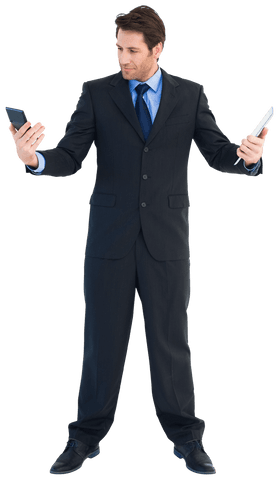 transparent businessman using calculator and holding tablet - Download Free Stock Videos Pikwizard.com