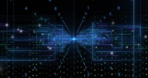 Radiating Data Tunnel Converging into Neon Core with Holographic Circuit Streams, Futuristic