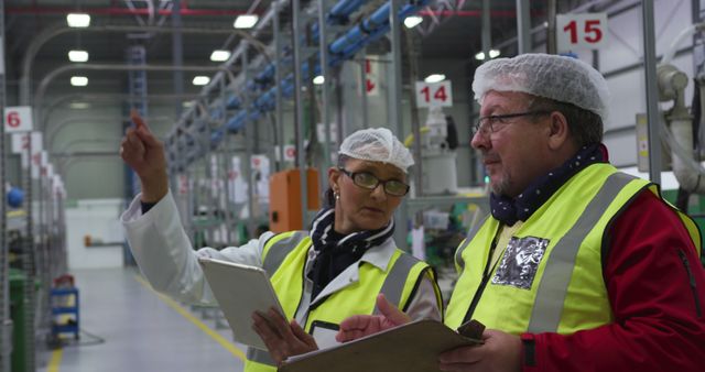 Factory Workers Discussing Production Process in Manufacturing Plant - Download Free Stock Images Pikwizard.com