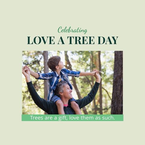 Father and Son Celebrating Love Tree Day Outdoors Together - Download Free Stock Templates Pikwizard.com