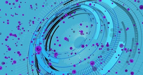 Abstract Digital Data Processing Sphere with Blue and Purple Elements