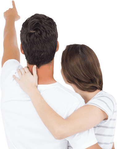 Couple Embracing and Pointing Forward Transparent Background - Download Free Stock Videos Pikwizard.com