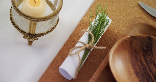 Elegant Wedding Table Setting with Candle and Decorative Scroll - Download Free Stock Images Pikwizard.com