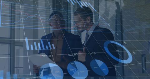 Business Colleagues Analyzing Digital Financial Data Overlay - Download Free Stock Images Pikwizard.com