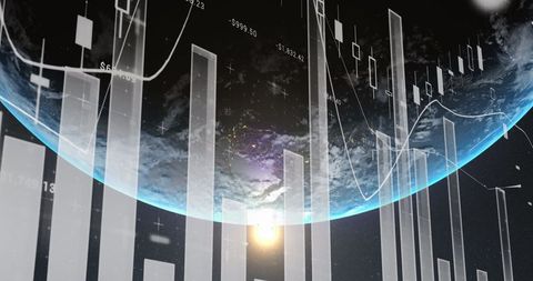 Digital financial data overlay on earth: global business trends