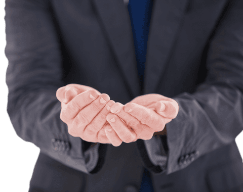 Business professional transparent hands for presenting concepts