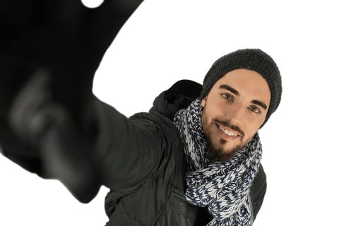 caucasian man smiling wearing winter outfit on transparent background - Download Free Stock Videos Pikwizard.com