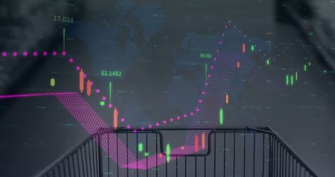 Global Economy Visualization with Shopping Trolley and Digital Data