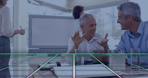 Caucasian Businessmen Interacting in Modern Digital World