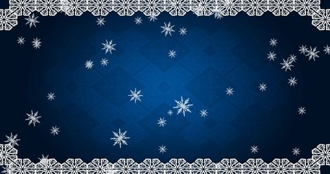 Snowflakes and Frosty Frame on Winter Blue Background