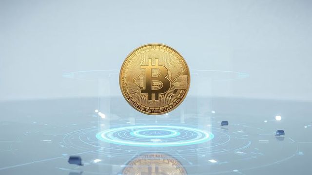Futuristic Cryptocurrency Concept with Floating Bitcoin