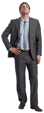 Confident Businessman in Suit Standing with Transparent Background
