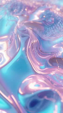 Vertical 9:16 video iridescent fluid flowing and shimmering in pastel glossy motion