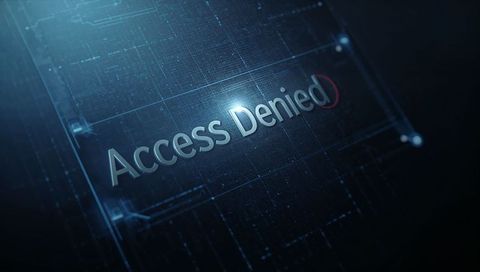 Futuristic access denied holographic warning on blue cyber interface with red denial ring