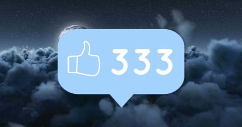 Digital Thumbs-Up with 333 Over Cloudy Night Sky - Download Free Stock Images Pikwizard.com