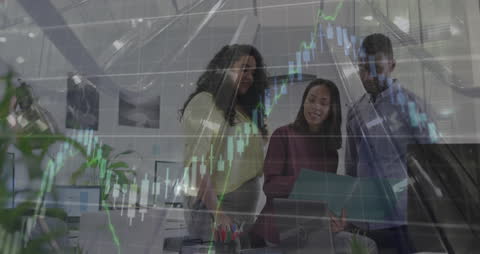 Digital Financial Data with Business Team in Modern Office