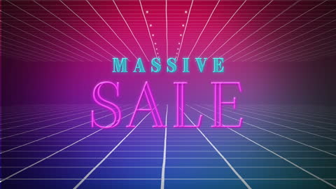 Massive Sale Animation with Retro Futuristic Background