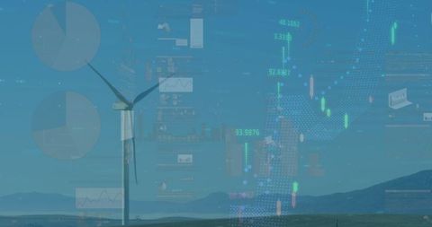Wind Turbine Overlaid with Financial Data Processing