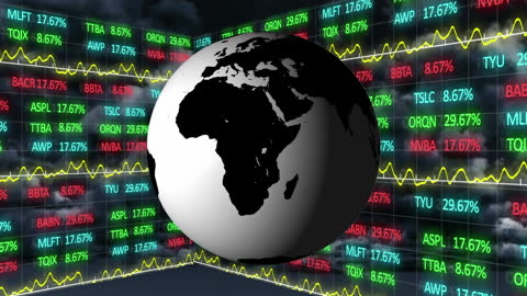 Animated Globe with Stock Market Data Overlaying