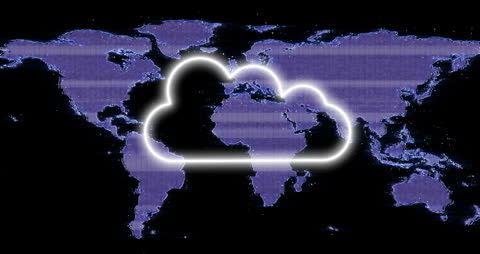 Illustrated Global Cloud Technology Concept with Digital Network