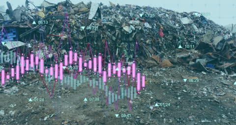 Scrapyard with Digital Animation of Rising Graphs