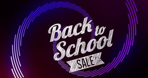 Back to School Sale Announcement with Violet Spirals