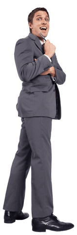 Transparent Businessman with Pen Smiling Confidently