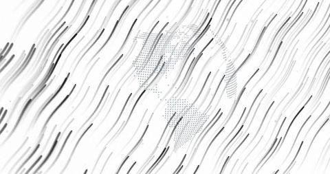Halftone globe with wavy data lines monochrome abstract technology background