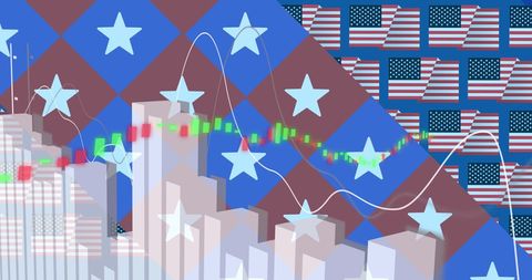 American patriotism with financial data motif