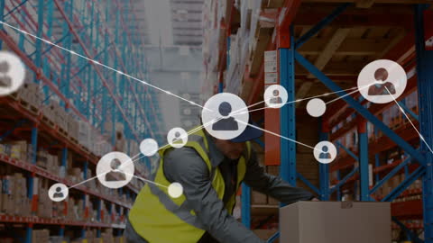 Warehouse Worker with Connected Network Overlay Technology