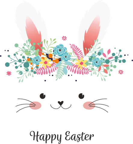cute easter bunny with floral crown transparent illustration - Download Free Stock Videos Pikwizard.com