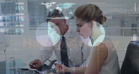 Global Business Meeting with Data Analytics Visualizations