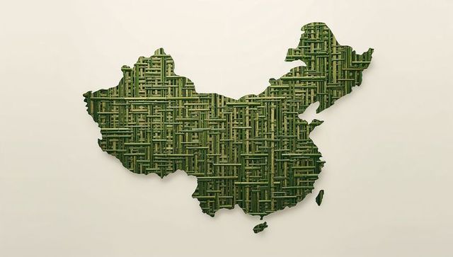 China Map With Intricate Bamboo Design Concept