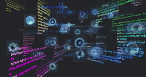 Digital Data Streams and Patterns on Dark Interface - Download Free Stock Images Pikwizard.com